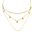 Gold Plated 925 Sterling Silver Multi Chain Dangling Hearts Necklace - ECN00054GP