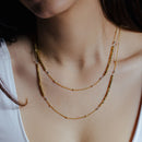 Gold Plated 925 Sterling Silver 38 Inches Chain Cube Beaded Necklace - ECN00057GP