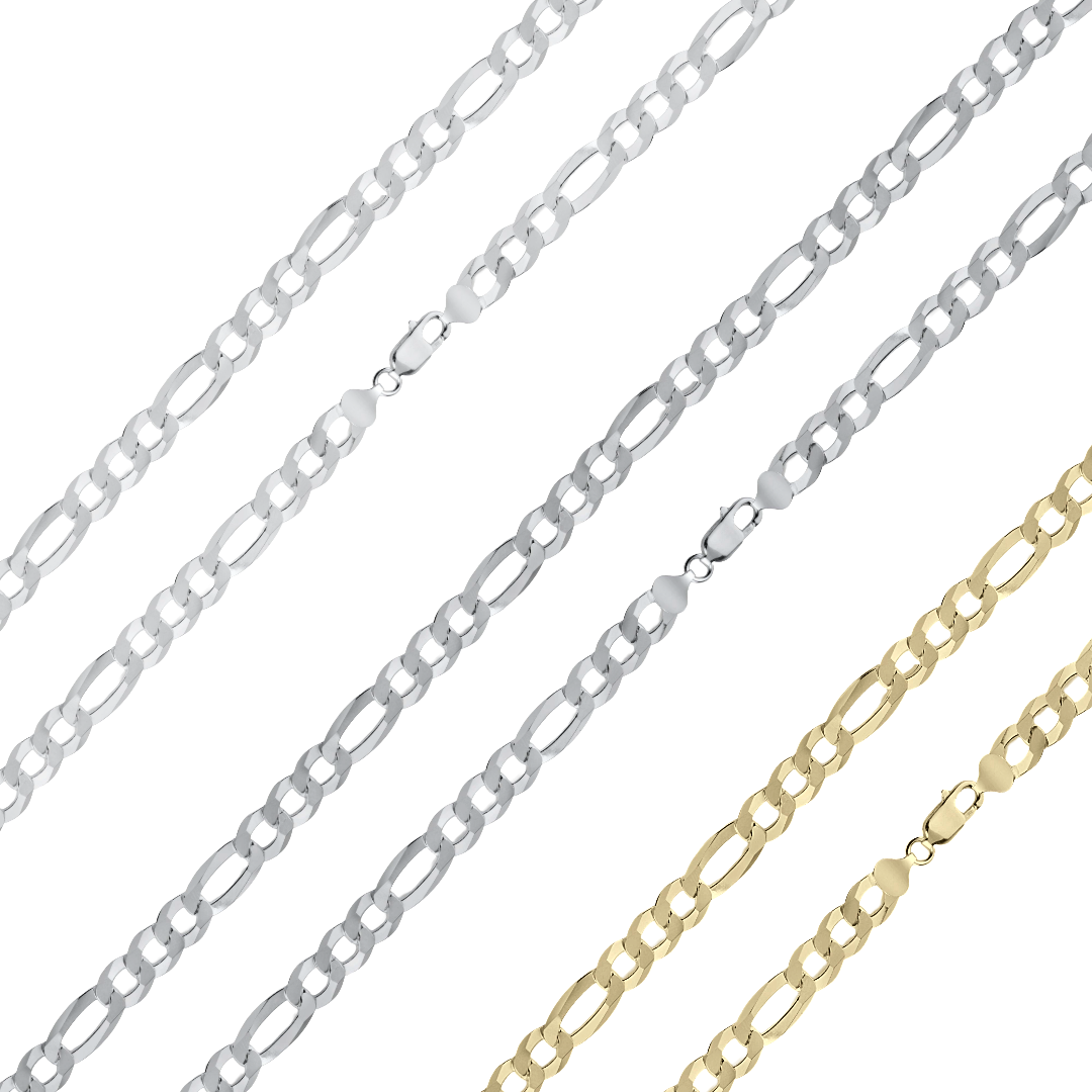 925 Sterling Silver Figaro Chain or Bracelet