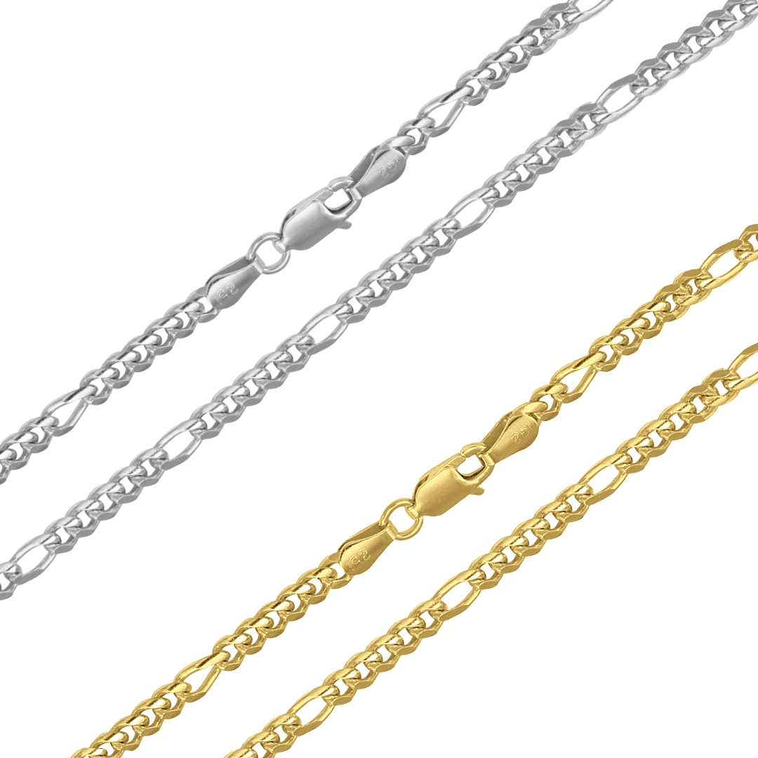 925 Sterling Silver Figaro Cuban Chain
