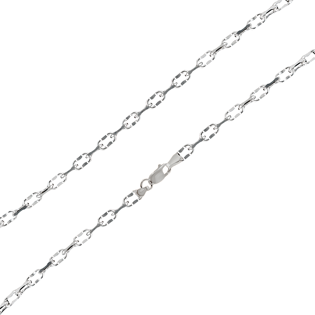 925 Sterling Silver Diamond Cut Dapped 4 Sided Forzatina Chain
