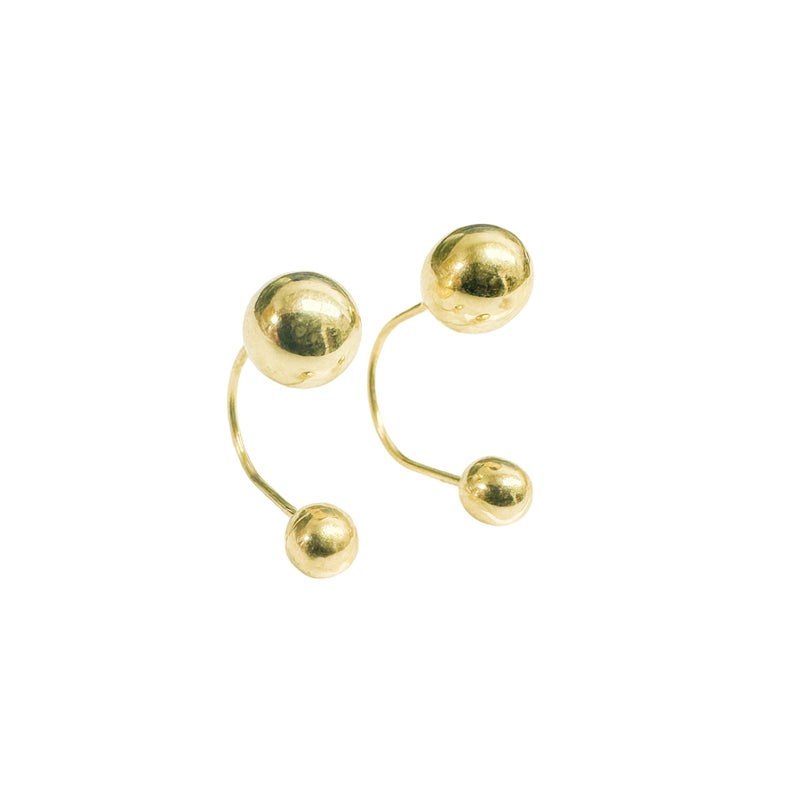 14E00410. - 14 Karat Yellow Gold 5mm Ball Telephone Style Front Screw Lock Earrings
