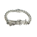 Rhodium Plated 925 Sterling Silver Santa Muerte Angel of Death 7.2mm Cuban Bracelet - GMB00126