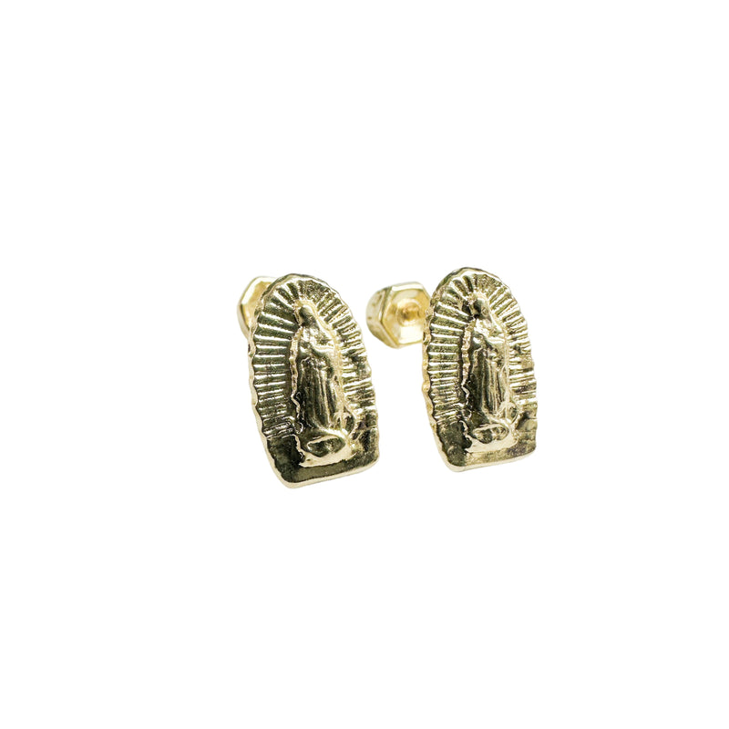 14E00413. - 14 Karat Yellow Gold Our Lady of Guadalupe Screw Back Earrings