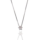 Rhodium Plated 925 Sterling Silver 6.9mm Star on Adjustable Box Chain Necklace  - GCP00008RH