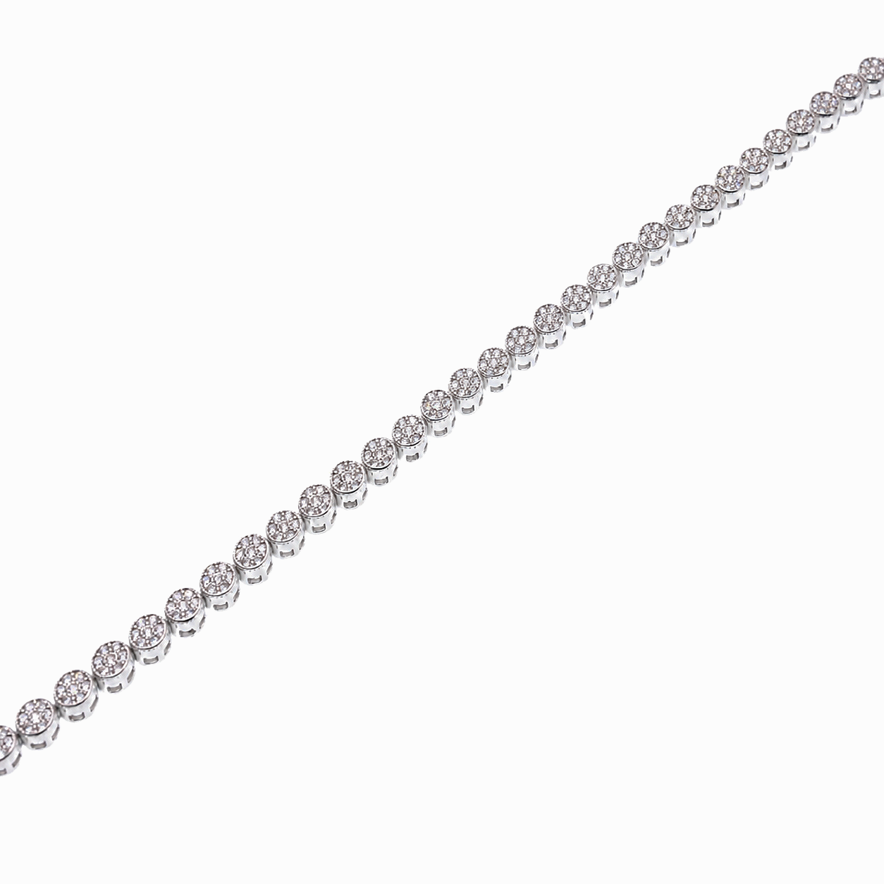Pulsera de tenis con micro pavé de circonita transparente de círculo múltiple de 4 mm chapada en rodio de plata 925 - GMB00007
