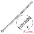 Rhodium Plated 925 Sterling Silver 9.5mm Miami Curb CZ Chain or Bracelet - GMN00176 | GMB00089