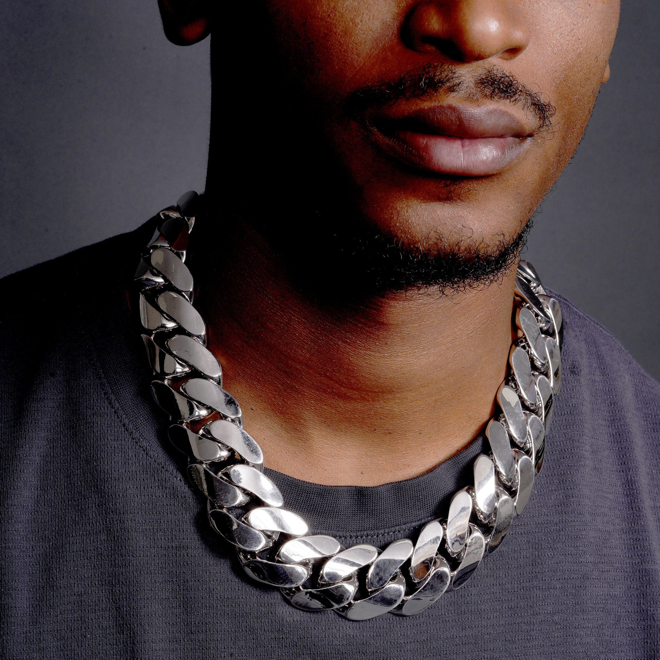 Rhodium Plated 925 Sterling Silver Hollow 30.5mm Miami Cuban Necklace or Bracelet - GMB00144