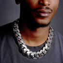 Rhodium Plated 925 Sterling Silver Hollow 30.5mm Miami Cuban Necklace or Bracelet - GMB00144