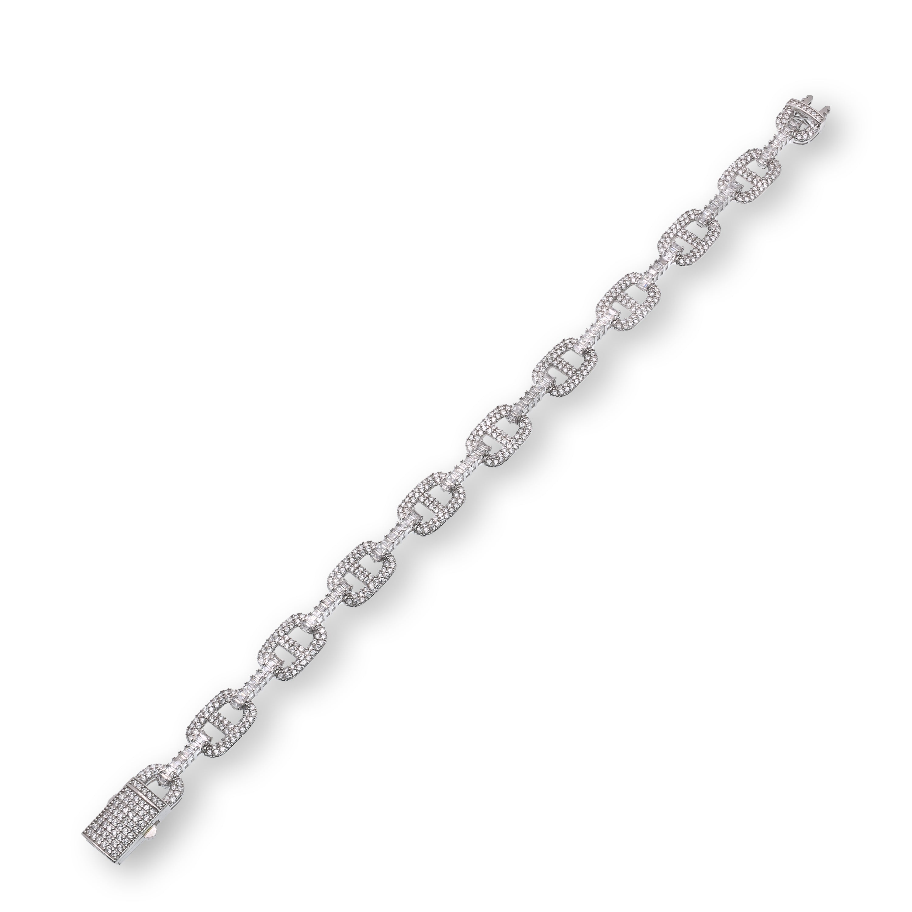 Pulsera de plata de ley 925 rodiada con eslabones cubanos de 10,6 mm - GMB00145