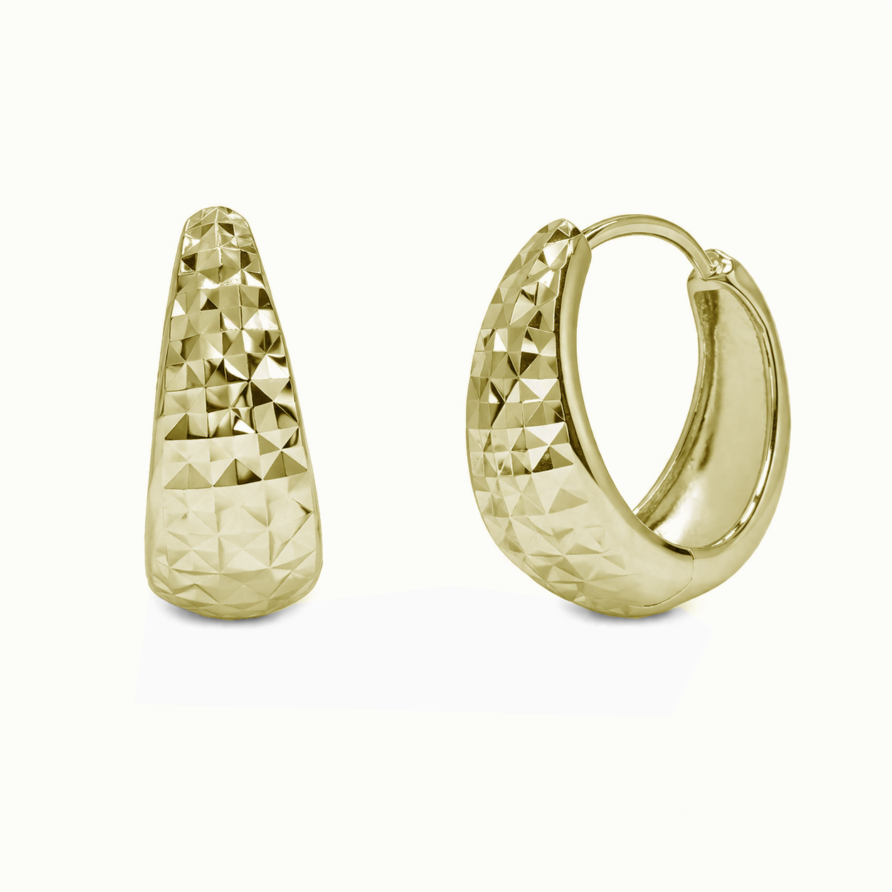 Pendientes de aro de plata 925 con corte de diamante - GME00159