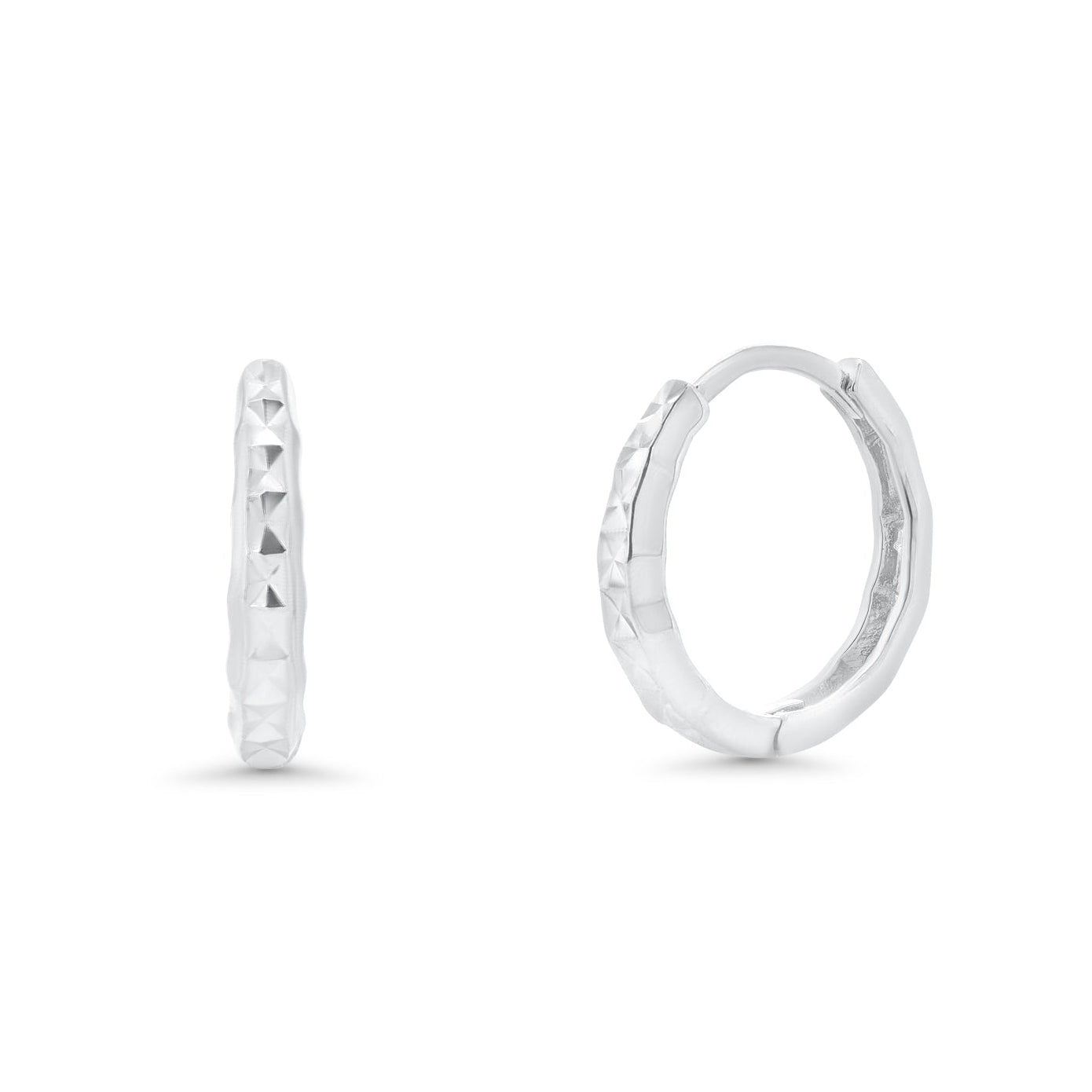 Rhodium Plated 925 Sterling Silver DC Dainty 11.5mm Hoop Earrings -GME00161
