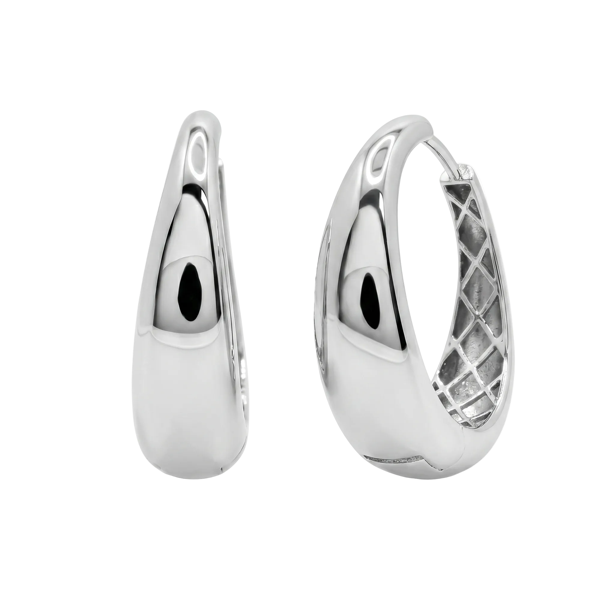 Rhodium Plated 925 Sterling Silver Teardrop Hoop Earrings - GME00162