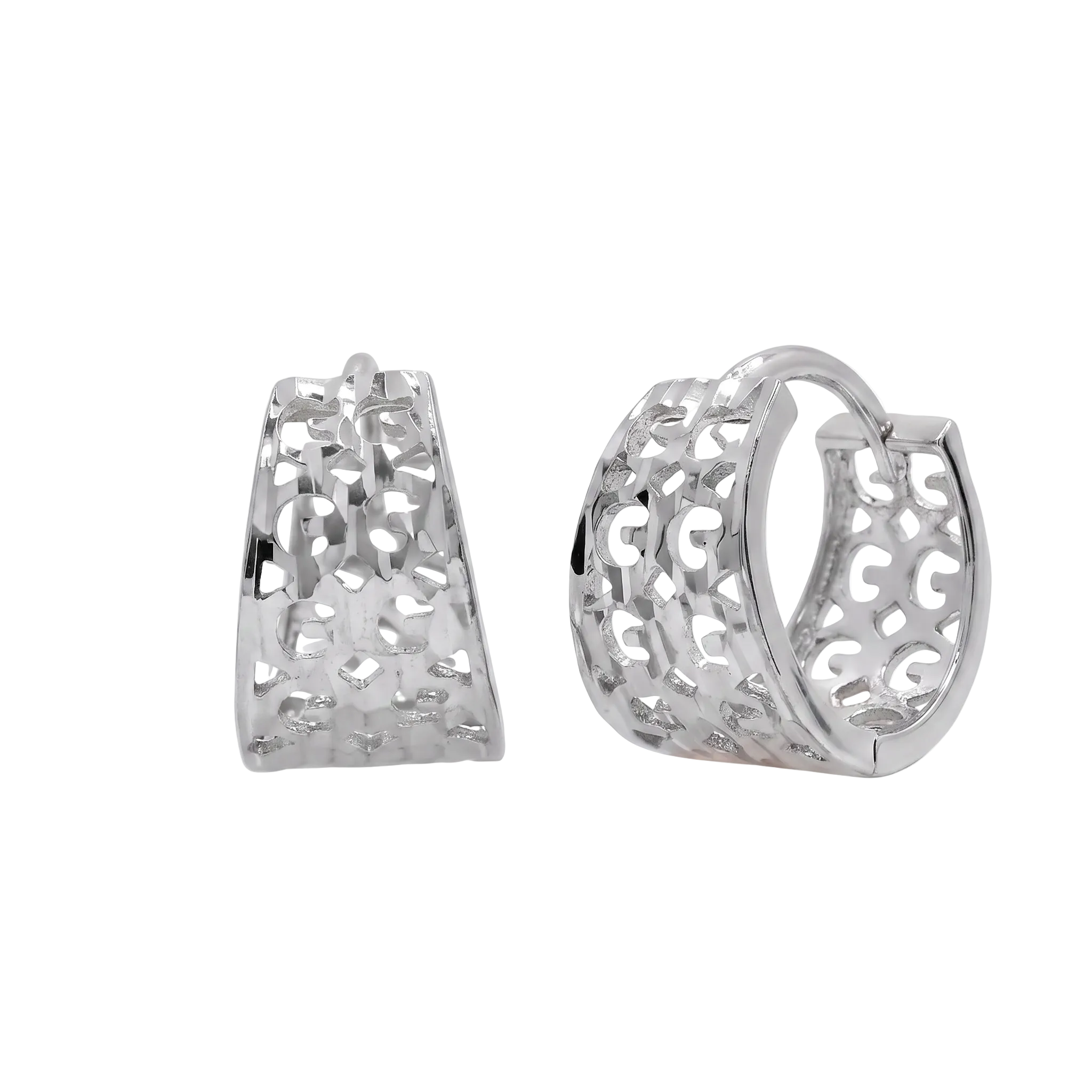 Rhodium Plated 925 Sterling Silver Polished Tube Huggie Hoop Earrings - GME00165