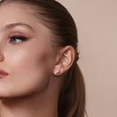 Silver 925 Rhodium Plated Pearl Stud Earrings - STE00909