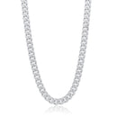 Rhodium Plated 925 Sterling Silver 9.5mm Miami Curb CZ Chain or Bracelet - GMN00176 | GMB00089