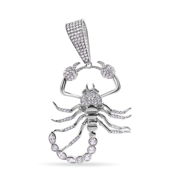 Rhodium Plated 925 Sterling Silver Scorpion Clear CZ Large Pendant - GMP00155