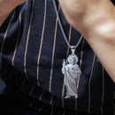 Colgante de Jesucristo en plata de ley 925 con corte de diamante y acabado arenado - GMP00164