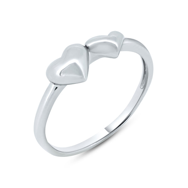 Silver Rhodium Plated Double Heart Ring - GMR00362