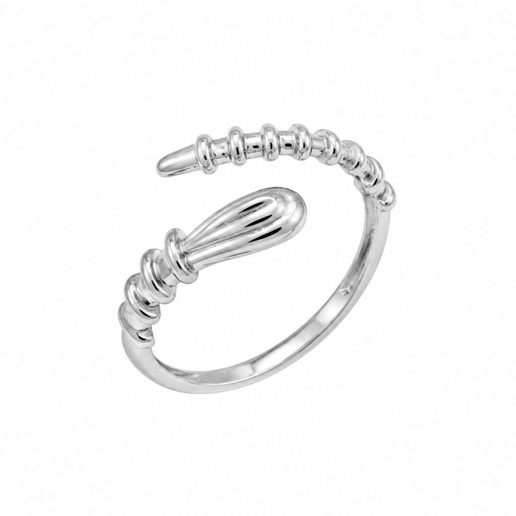Anillo abierto texturizado de plata de ley 925 bañada en rodio - GMR00452