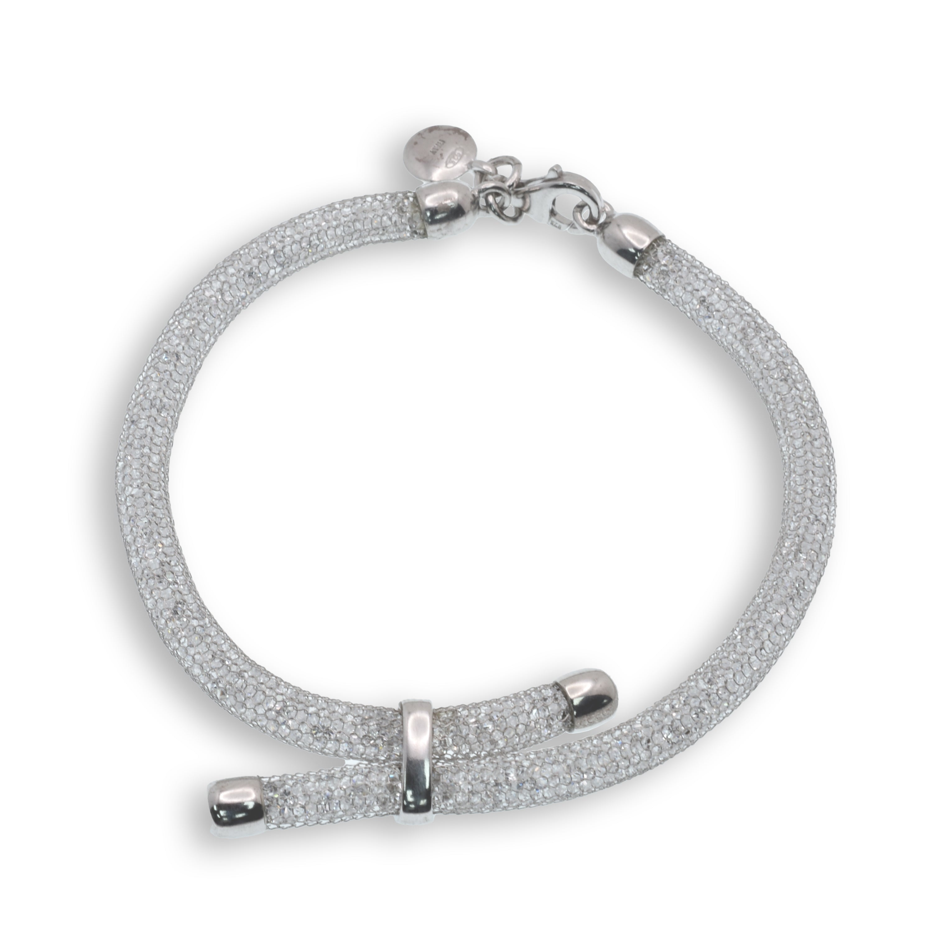 Liquidación - Pulsera italiana de malla tubular con cristales rodiados - GTB00011RH