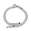 Clearance-Rhodium Plated Italian Mesh Tube Crystal Bracelet- GTB00011RH