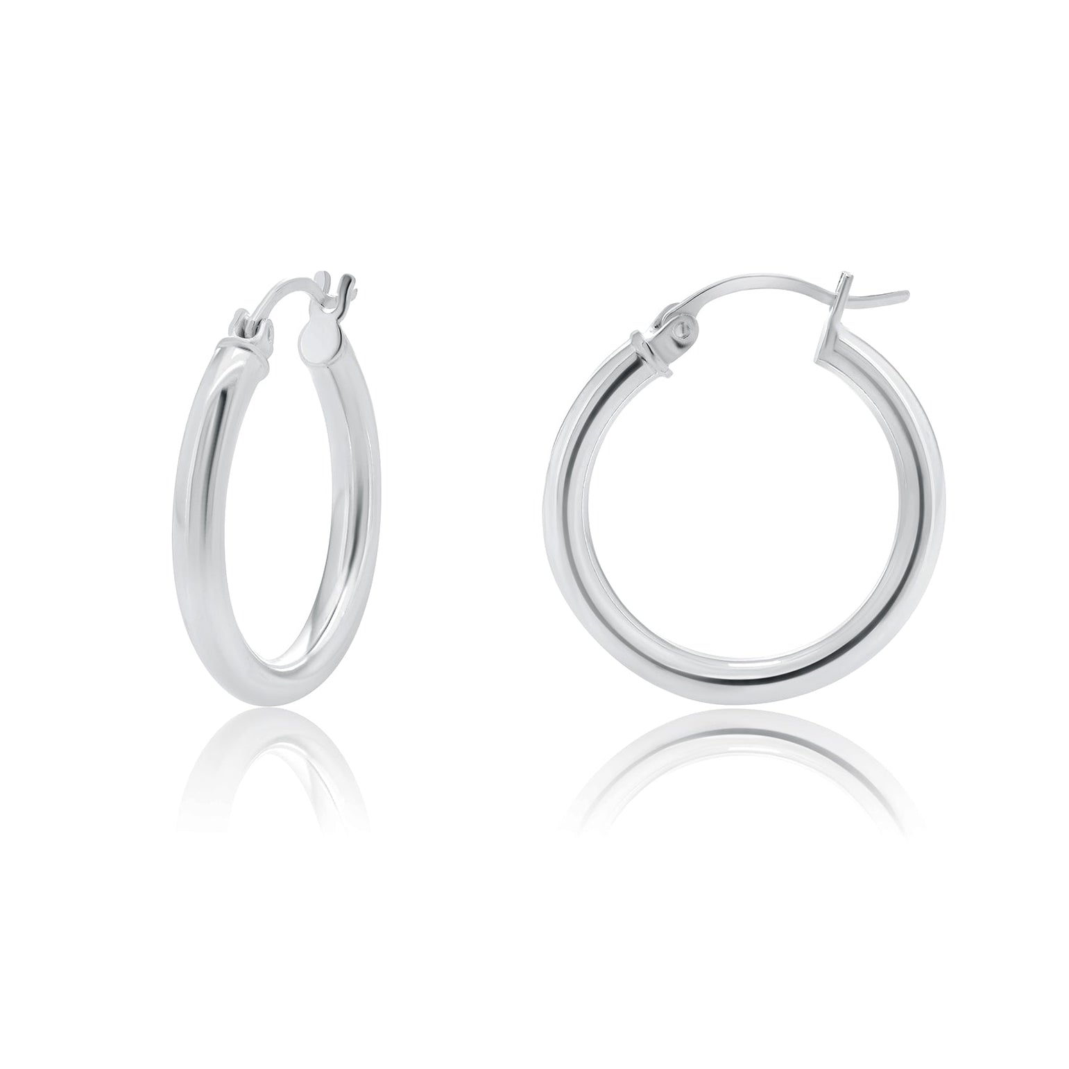 High Polished 925 Sterling Silver Hoop Earrings 3mm - HP02-3