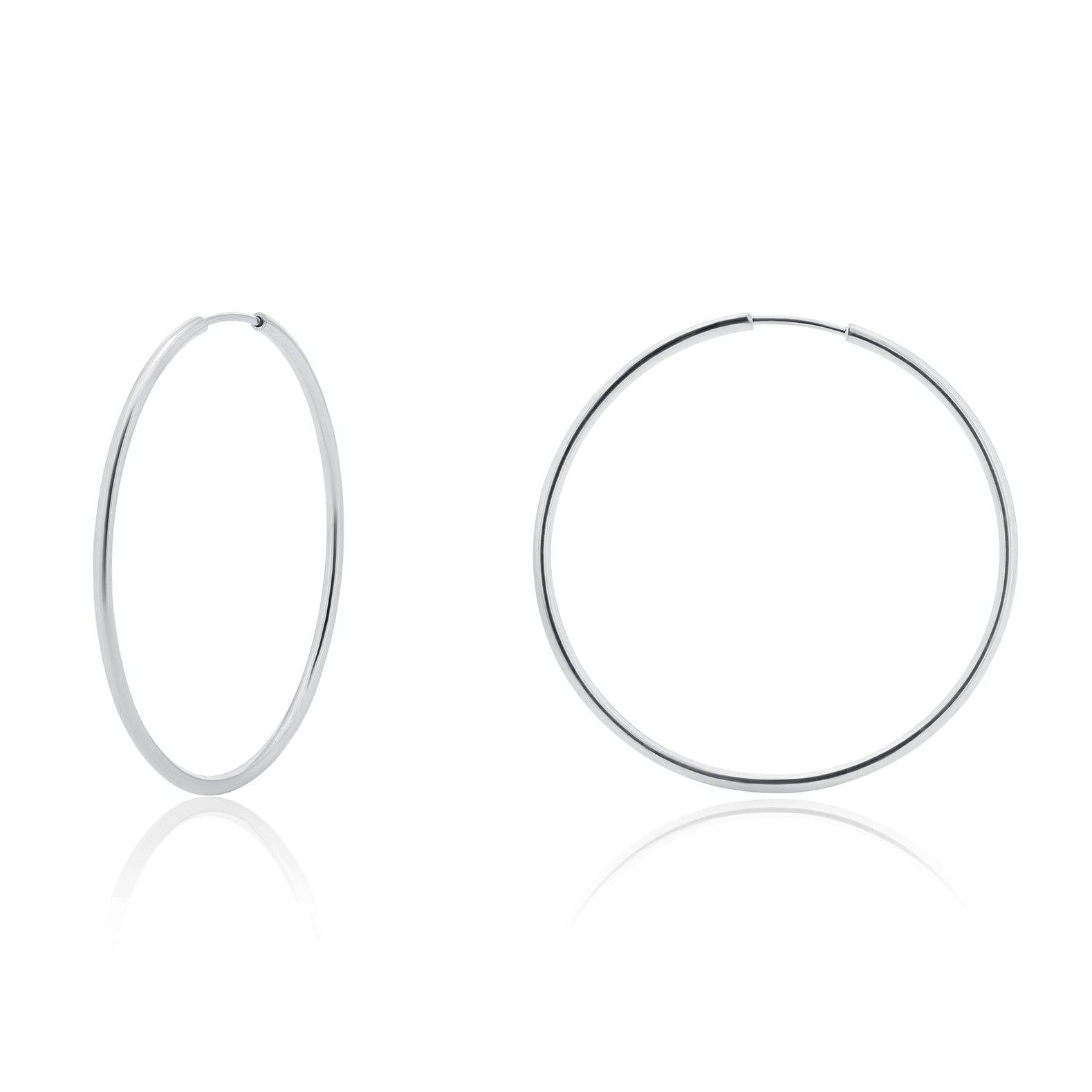 Silver 925 High Polished Endless Hoop Earrings 1.5mm - HP06-1.5