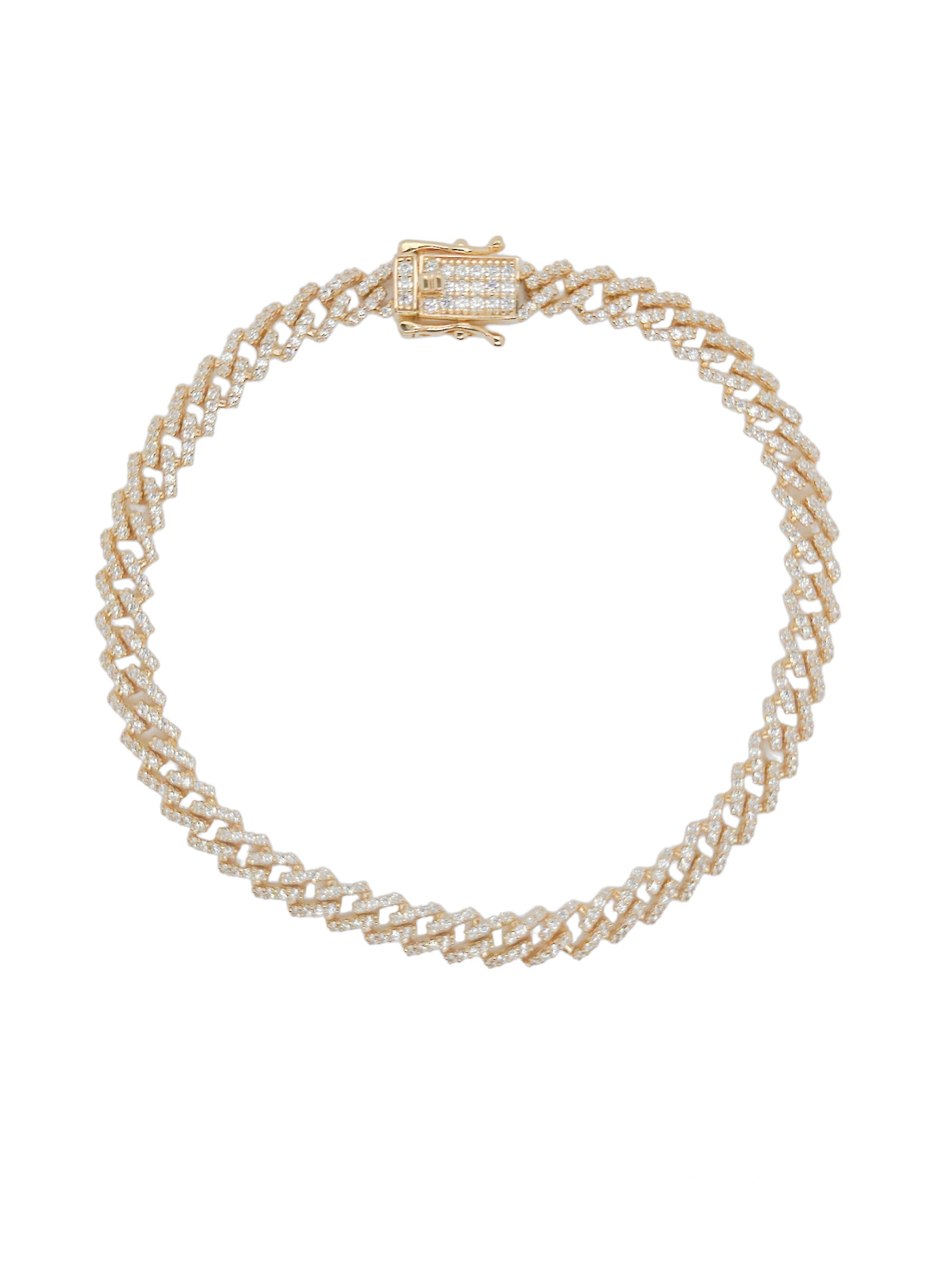 Gold Plated 925 Sterling Silver 5.5mm CZ Encrusted Monaco Chain or Bracelet - GMN00212GP | GMB00129GP