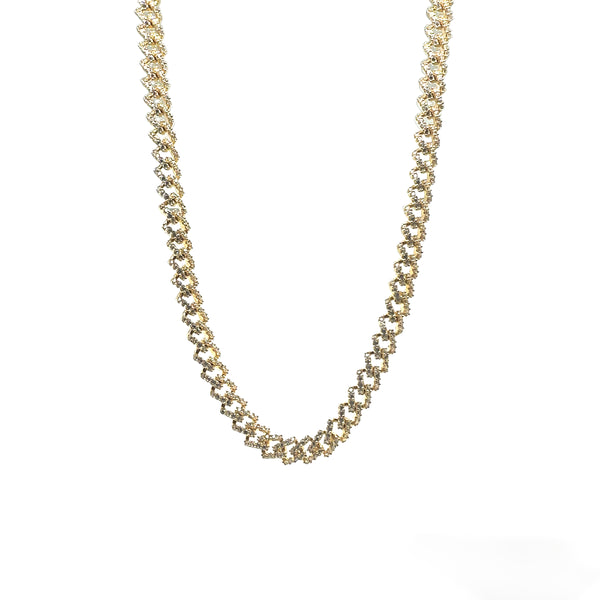 Silver 925 Gold Plated 6.6mm CZ Encrusted Monaco Chain or Bracelet - GMN00213GP | GMB00130GP