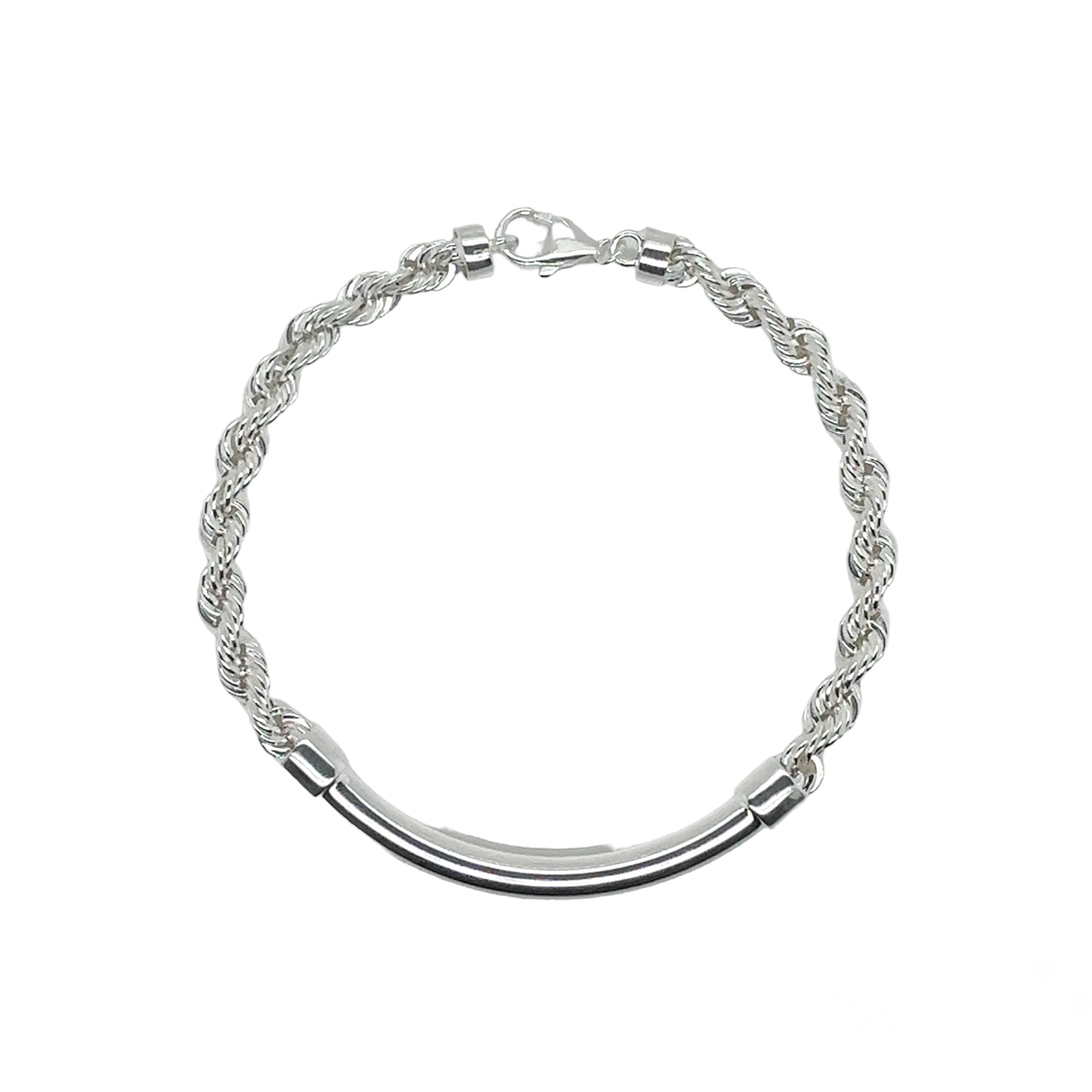 Pulsera de plata de ley 925 con barra redonda hueca de 4 mm - CHHB012