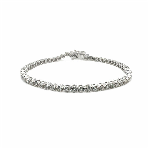 Rhodium Plated 925 Sterling Silver Round Moissanite 2.6mm Tennis Bracelet - MGMB00077