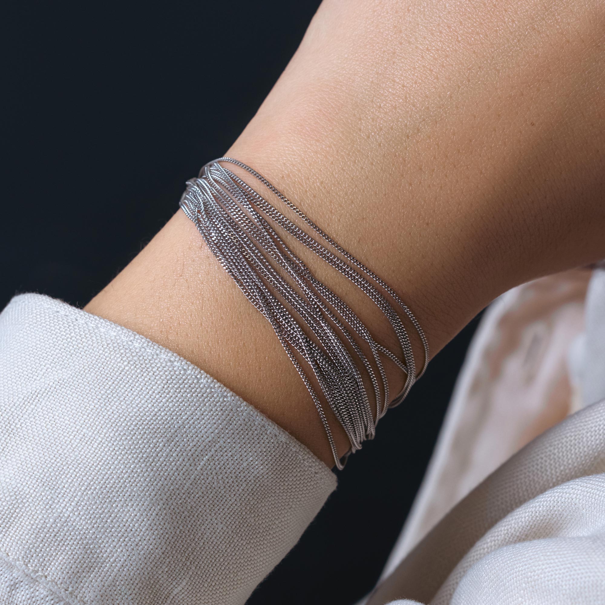 Cadena de Plata 925 Rodiada con Extremos Chapados en Oro Pulsera Italiana - ITB00164RH-RGP