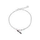 Pulsera ajustable de plata de ley 925 rodiada con eslabones curvos y barra de esmalte rojo - ITB00338-RH