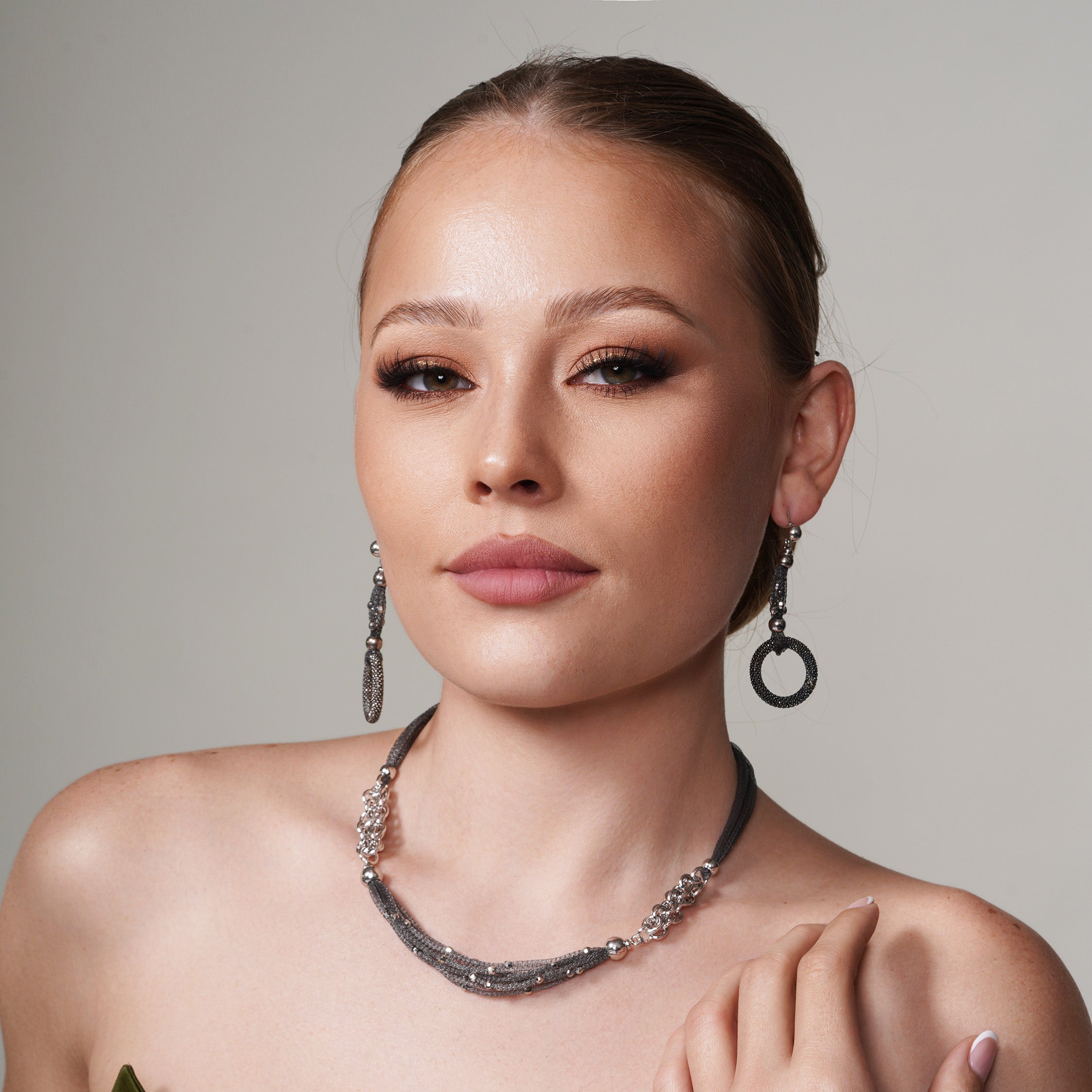 Clearance-Silver 925 Black Rhodium Fancy Dangle Earrings - ITE00017