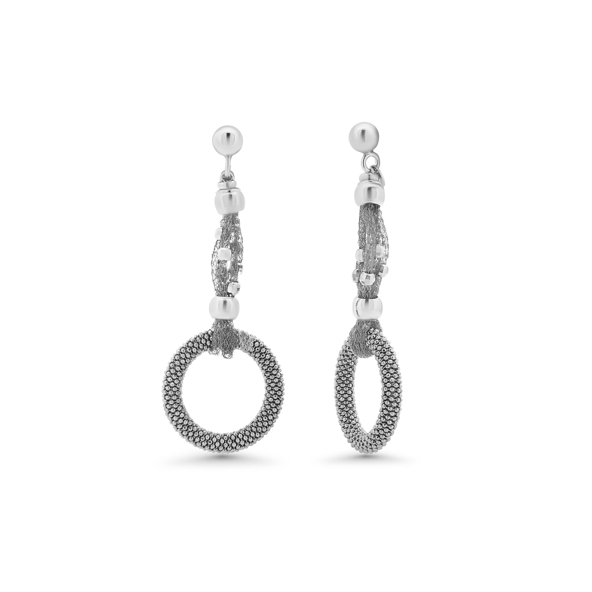 Clearance-Silver 925 Black Rhodium Fancy Dangle Earrings - ITE00017