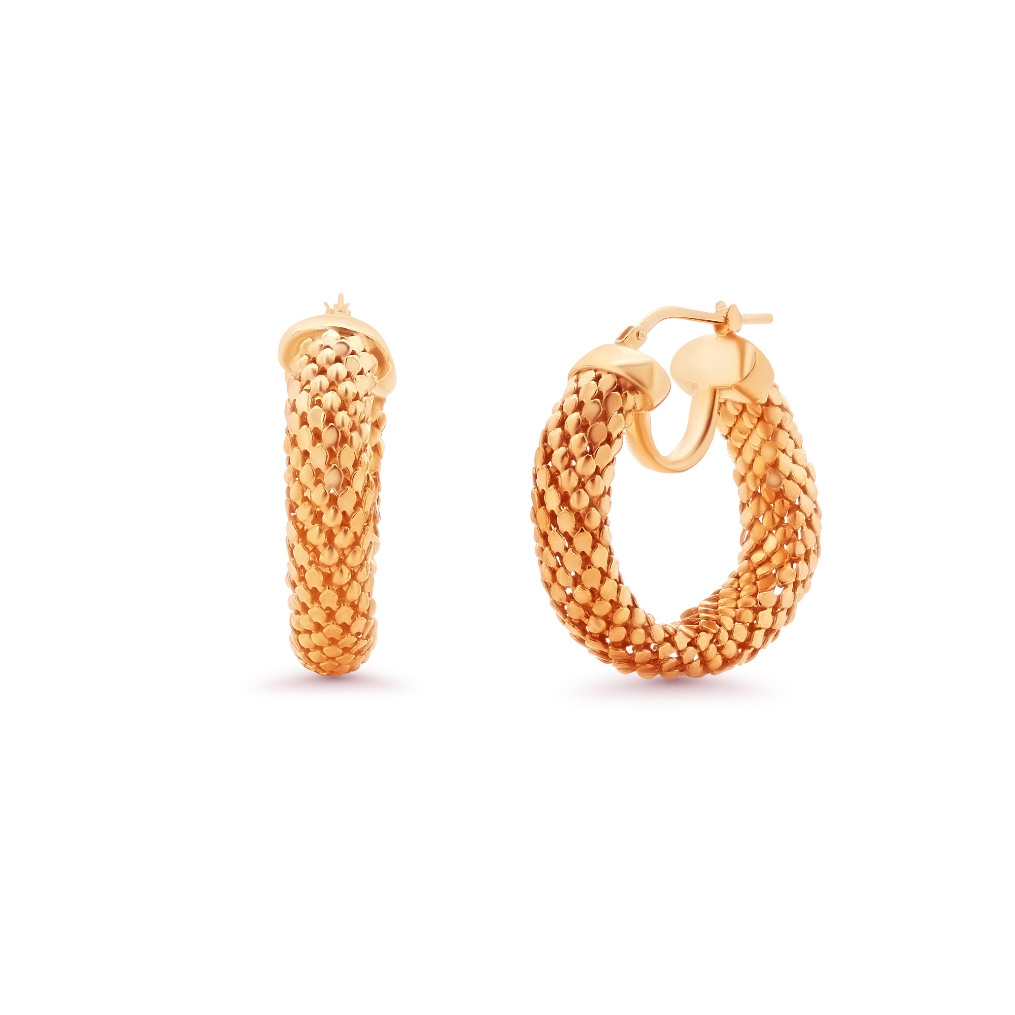 Clearance-Silver 925 Rose Gold Plated Thin Hoop Chain-texture Earrings - ITE00060