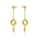 Gold Plated 925 Sterling Silver Dangling Donut Bar Stud Earrings - ITE00098-GP