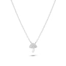 Rhodium Plated 925 Sterling Silver Mushroom Charm Adjustable Necklace - JTN00003