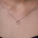 Rhodium Plated 925 Sterling Silver Lab Grown Diamond on Assymetrical Heart Pendant Adjustable Necklace - LGMN00002