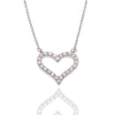 Rhodium Plated 925 Sterling Silver Lab Grown Diamond on 14.5mm x 14mm Heart Pendant Adjustable Necklace - LGMN00004