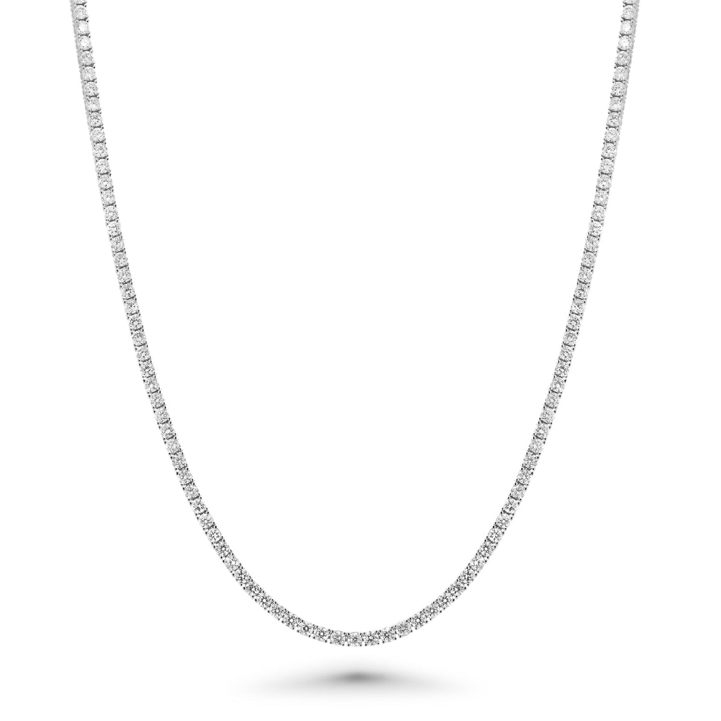 Rhodium Plated 925 Sterling Silver Round Lab Grown 2mm Tennis Necklace - LGMN00021