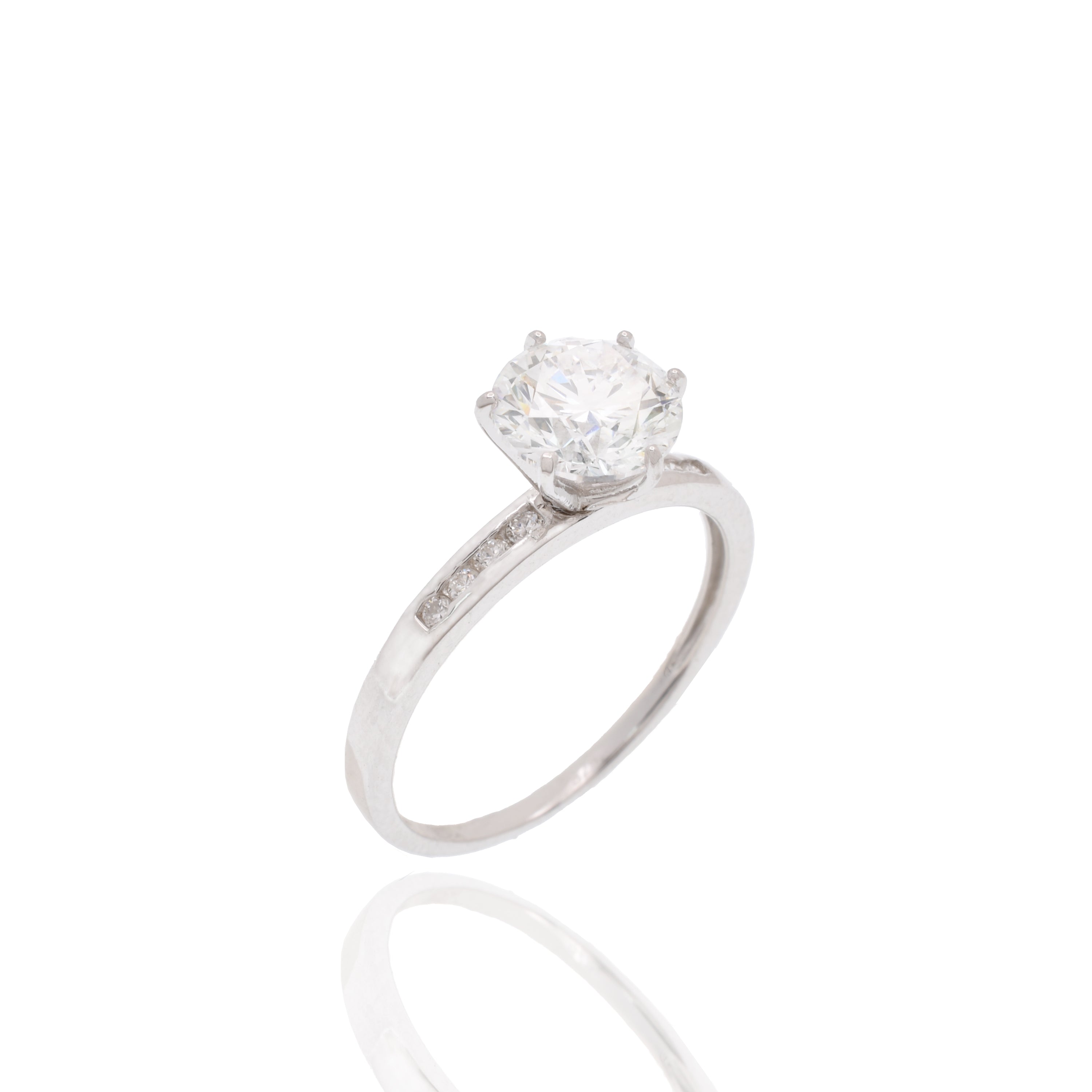 Rhodium Plated 925 Sterling Silver 7mm Round Lab Grown Diamond