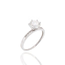 Rhodium Plated 925 Sterling Silver 7mm Round Lab Grown Diamond Pave Accents on Solitaire Engagement Ring - LGMR00003