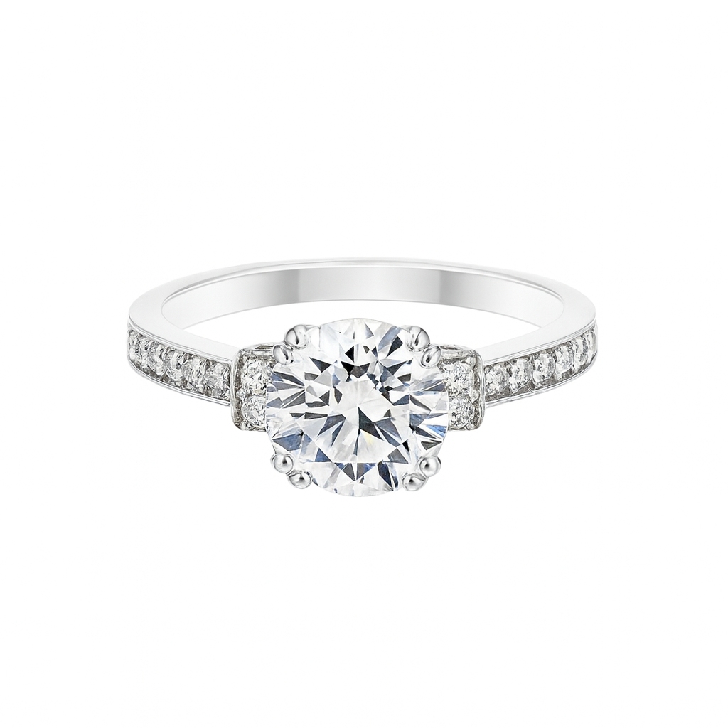 Rhodium Plated 925 Sterling Silver 7mm Round Lab Grown Diamond