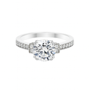 Rhodium Plated 925 Sterling Silver 7mm Round Lab Grown Diamond Pave Side Stones Engagement Ring - LGMR00004