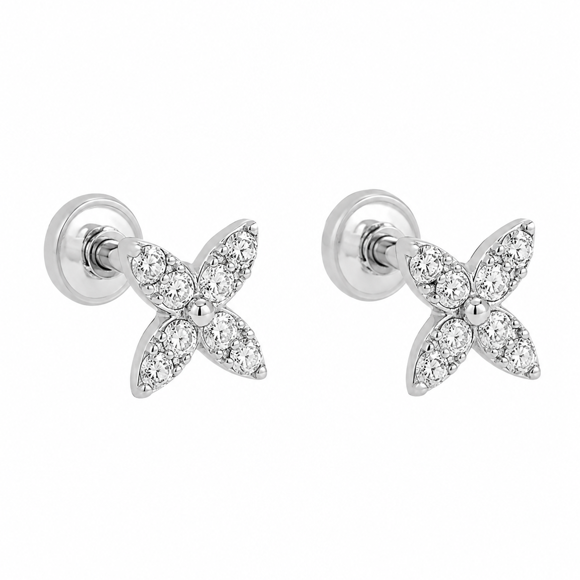 Rhodium Plated 925 Sterling Silver Lab Grown Diamonds Butterfly Stud Earring - LGTGE00053