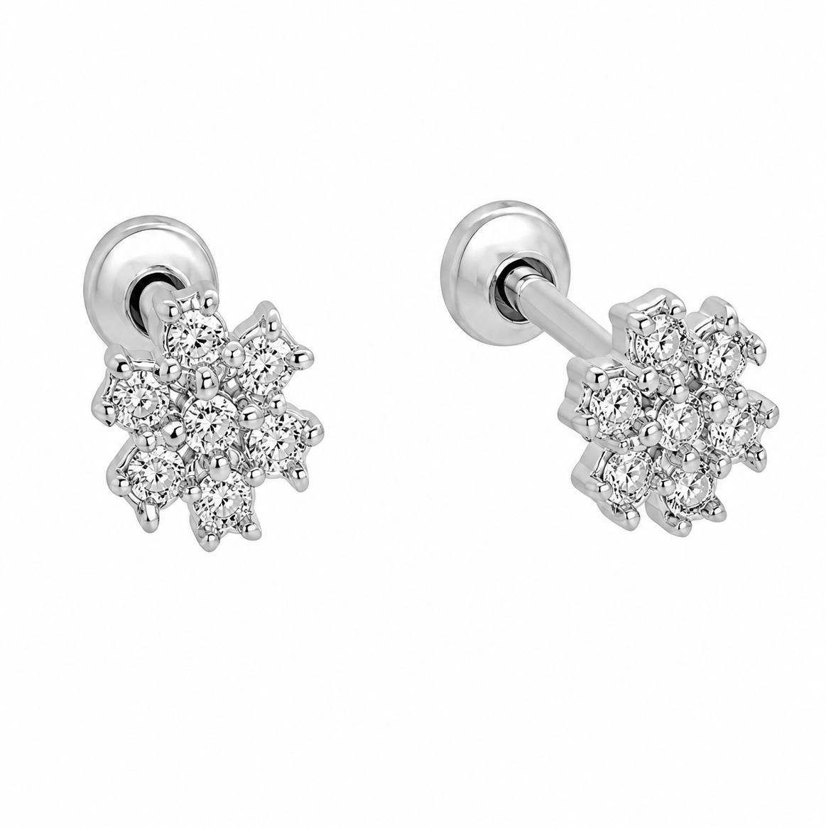 Rhodium Plated 925 Sterling Silver Lab Grown Diamonds Nova Stud Earring - LGTGE00055