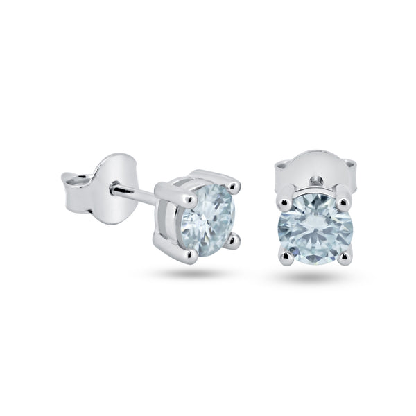 925 Sterling Silver Moissanite 5mm Round Push Back Earring - MBGE00003