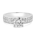 Rhodium Plated 925 Sterling Silver Double Row Shank Round Moissanite Stones Ring - MBGR00007